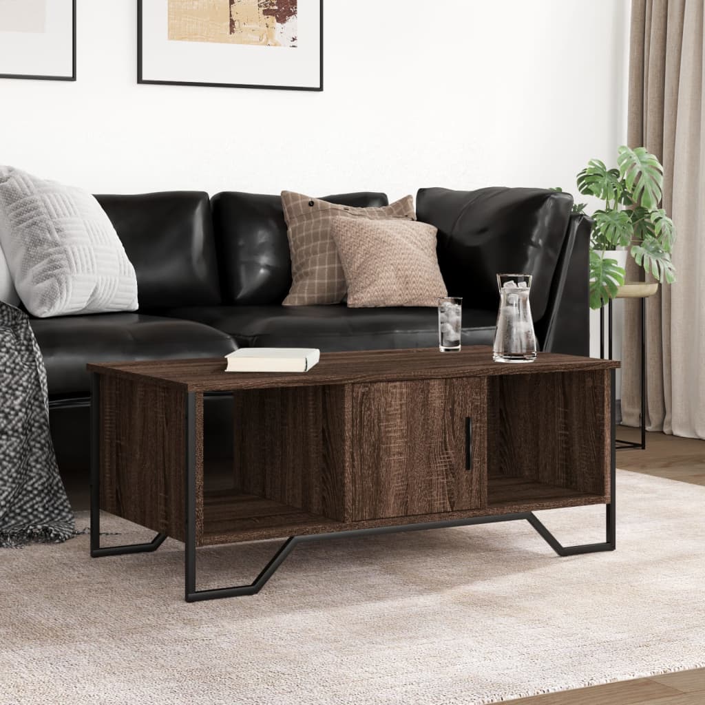 sofabord 100x51x40 cm konstrueret træ brun egetræsfarve