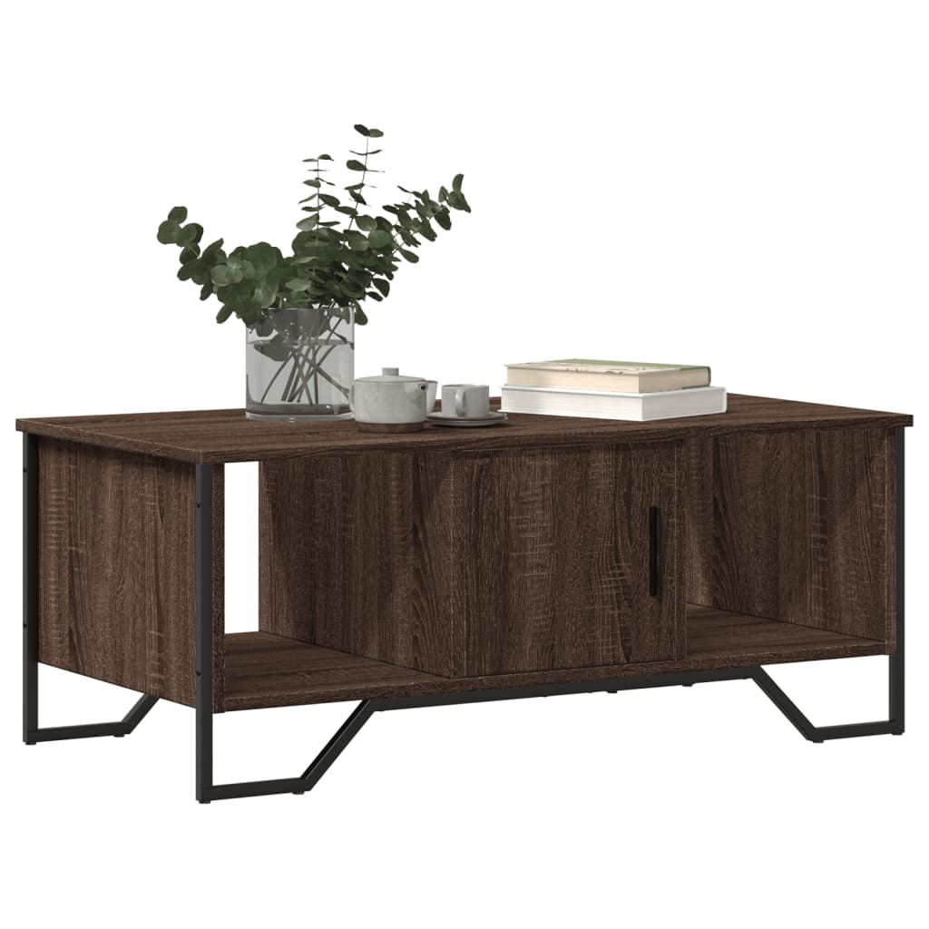 sofabord 100x51x40 cm konstrueret træ brun egetræsfarve