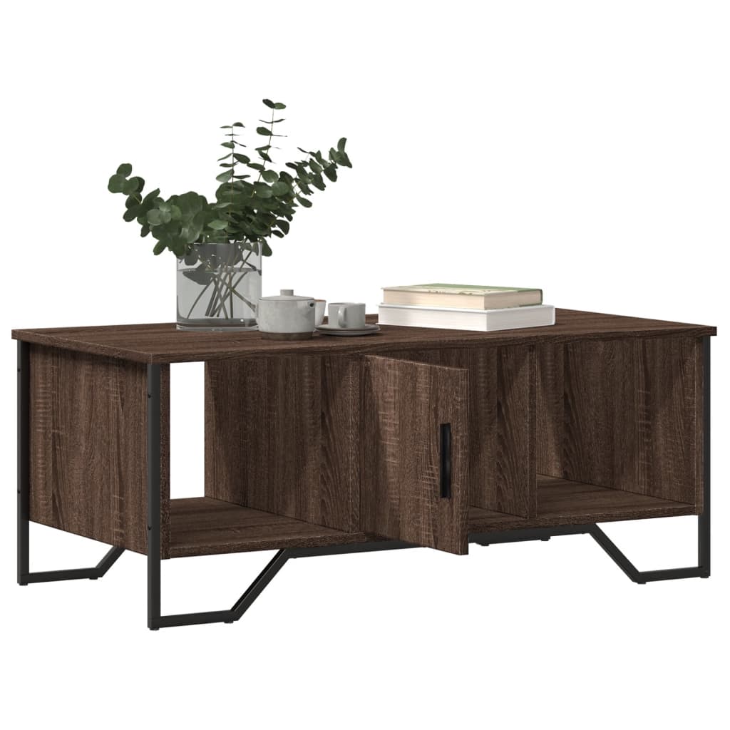 sofabord 100x51x40 cm konstrueret træ brun egetræsfarve