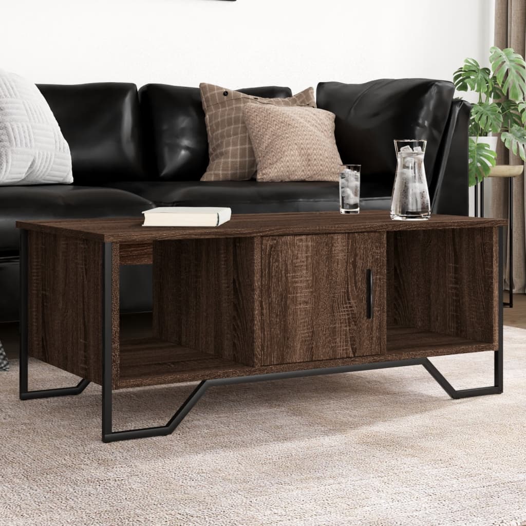 sofabord 100x51x40 cm konstrueret træ brun egetræsfarve