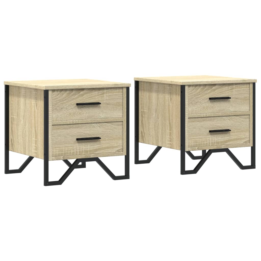 sengeborde 2 stk. 40x41x40 cm konstrueret træ sonoma-eg