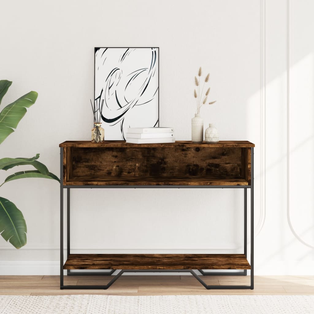 konsolbord 100x35x74,5 cm konstrueret træ røget egetræsfarve