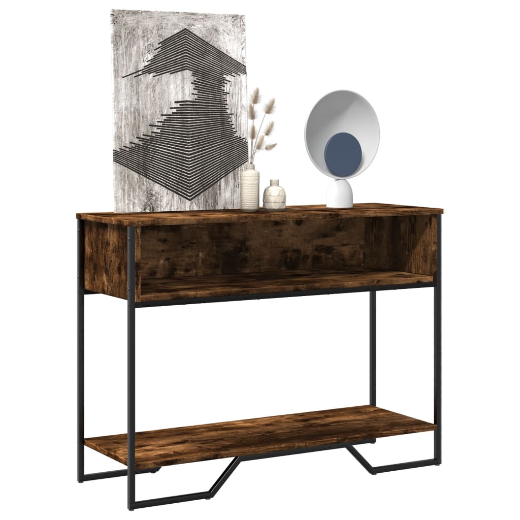 konsolbord 100x35x74,5 cm konstrueret træ røget egetræsfarve