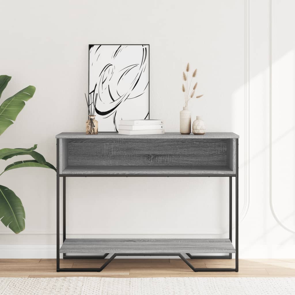 konsolbord 100x35x74,5 cm konstrueret træ grå sonoma-eg