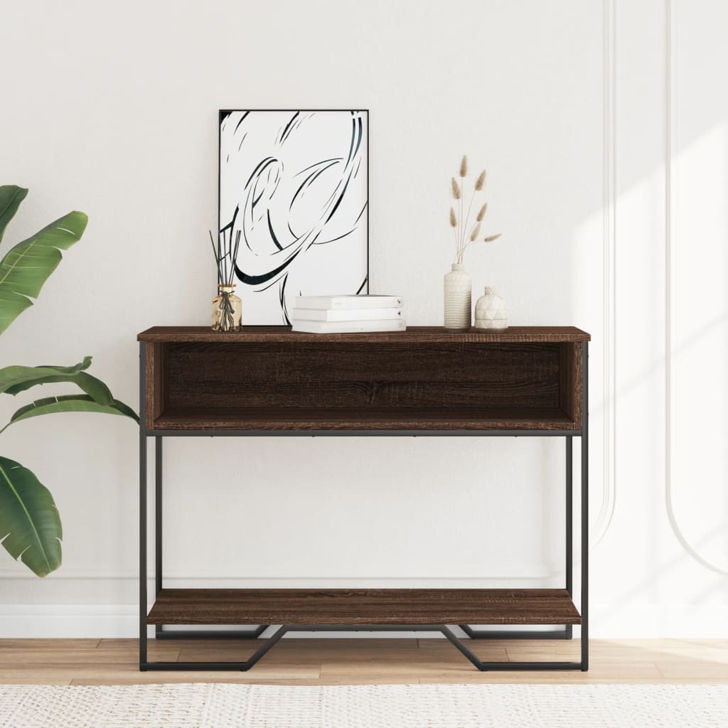 konsolbord 100x35x74,5 cm konstrueret træ brun egetræsfarve
