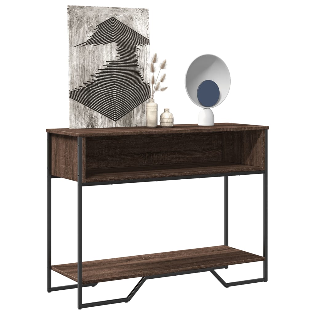 konsolbord 100x35x74,5 cm konstrueret træ brun egetræsfarve