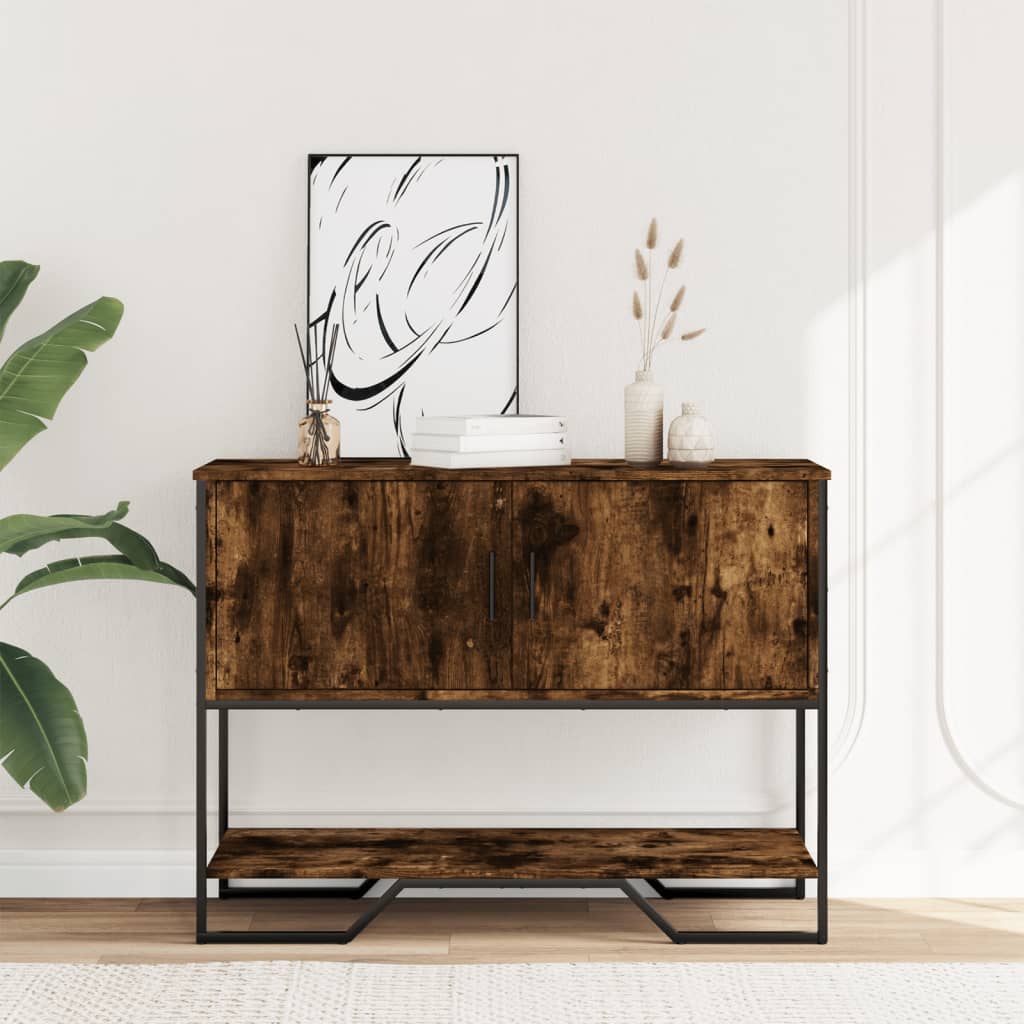 konsolbord 100x35x74,5 cm konstrueret træ røget egetræsfarve