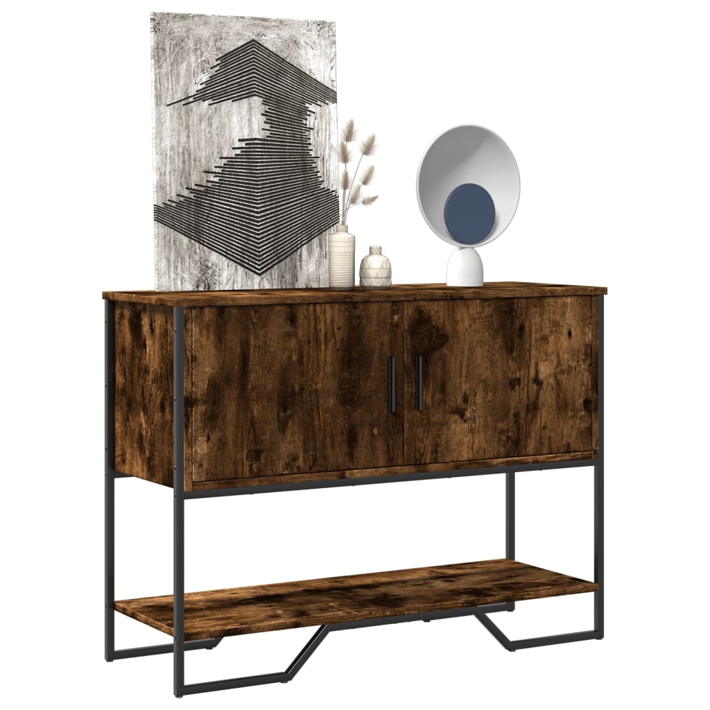 konsolbord 100x35x74,5 cm konstrueret træ røget egetræsfarve
