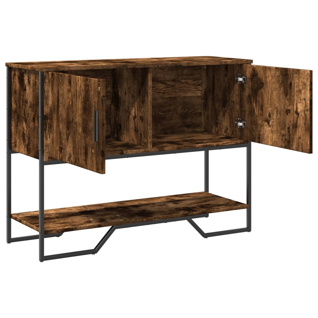 konsolbord 100x35x74,5 cm konstrueret træ røget egetræsfarve