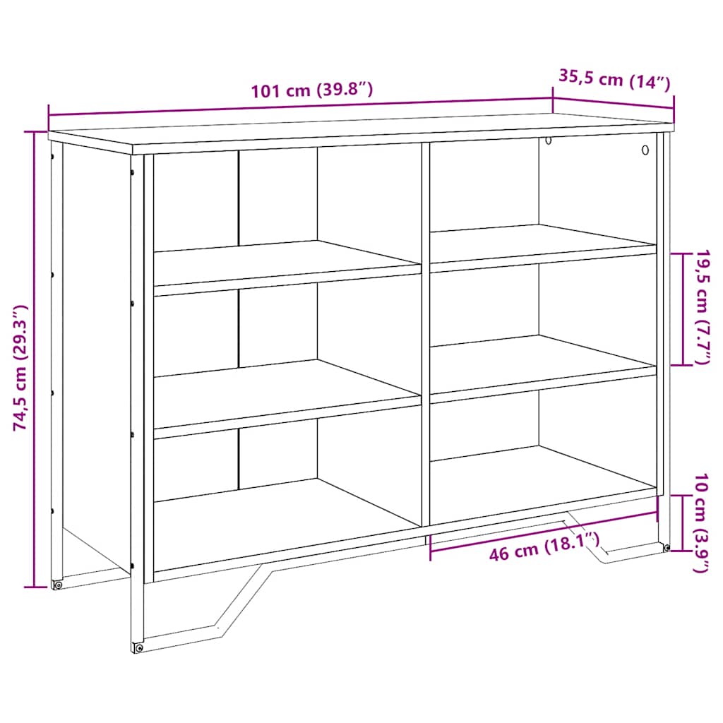 skab 101x35,5x74,5 cm konstrueret træ sort