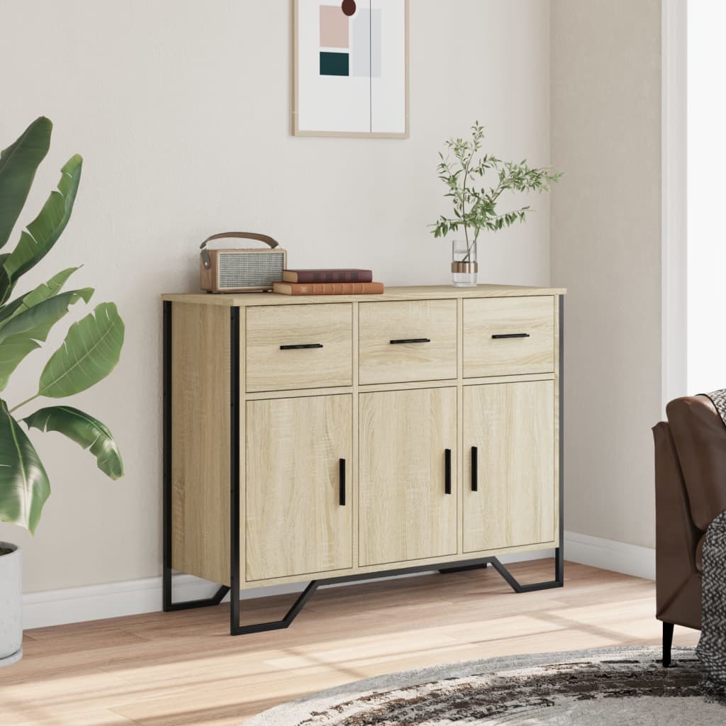 skænk 97x32,5x74,5 cm konstrueret træ sonoma-eg