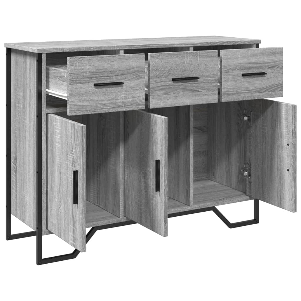 skænk 97x32,5x74,5 cm konstrueret træ grå sonoma-eg