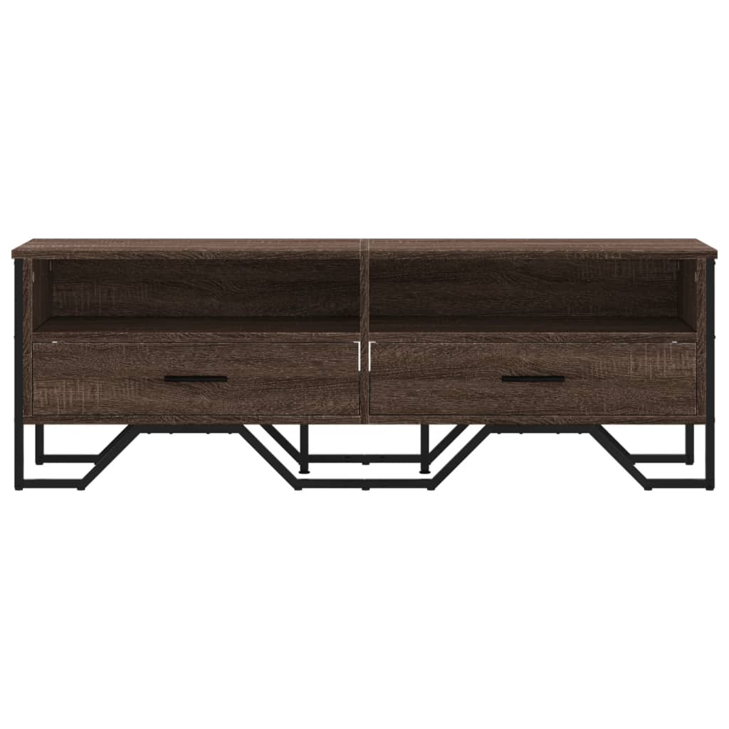 tv-bord 122x34x41 cm konstrueret træ brun egetræsfarve