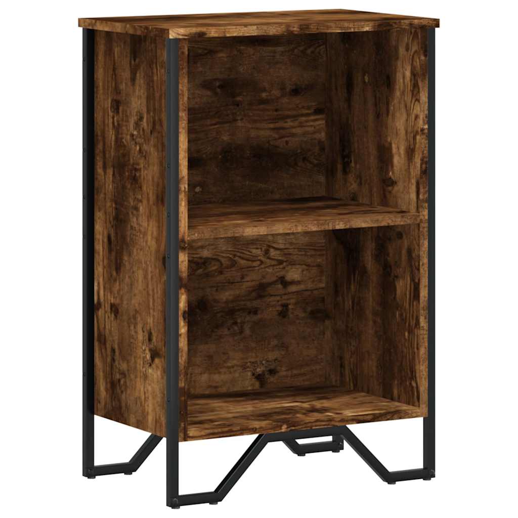 bogreol 50x31x74,5 cm konstrueret træ røget egetræsfarve