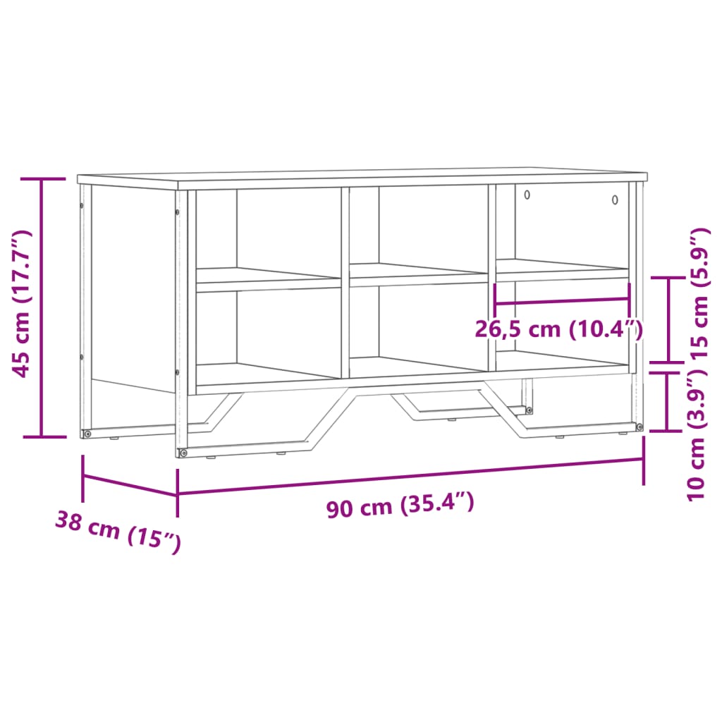 skoreol 90x38x45,5 cm konstrueret træ sonoma-eg