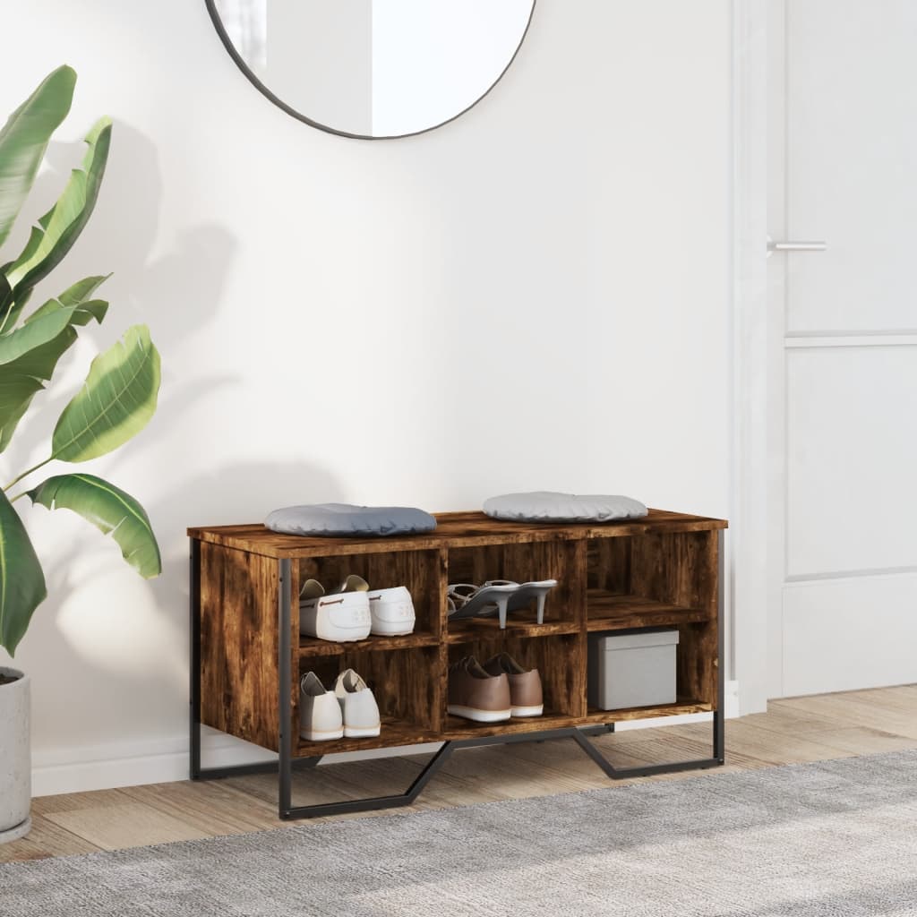 skoreol 90x38x45,5 cm konstrueret træ røget egetræsfarve