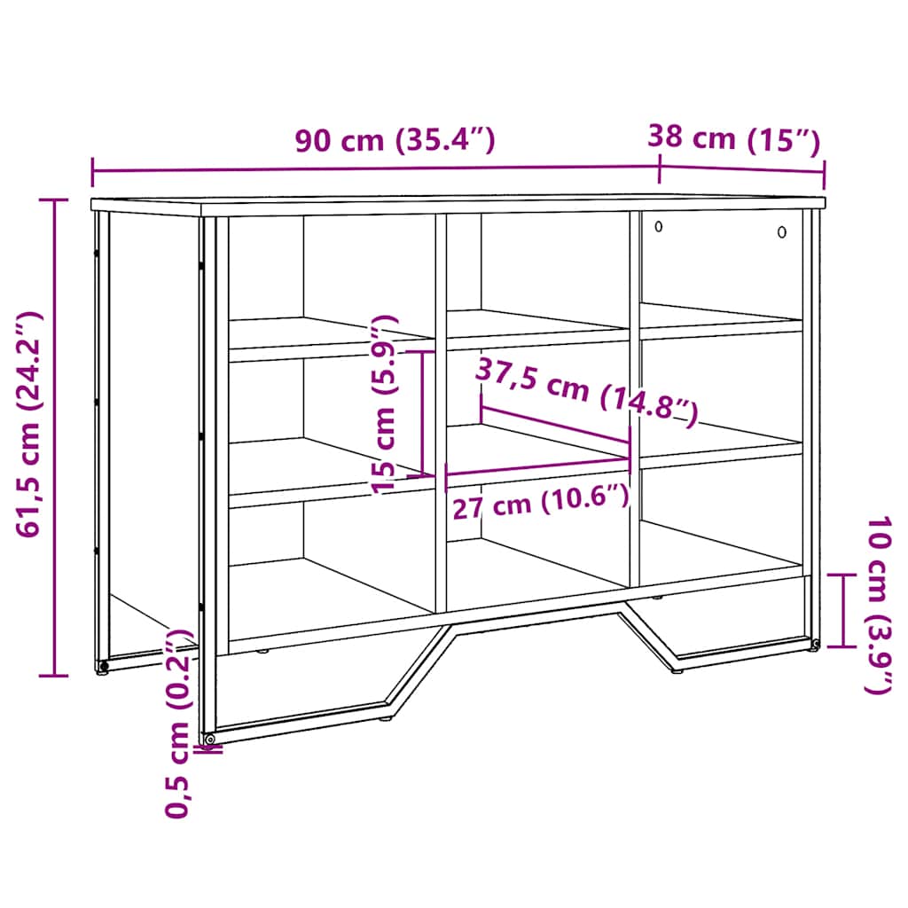 skoreol 90x38x61,5 cm konstrueret træ røget egetræsfarve