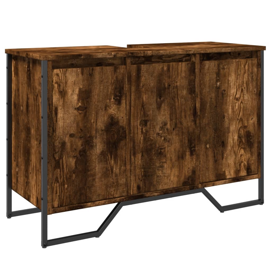 underskab til håndvask 91x35x60 cm konstrueret træ røget eg