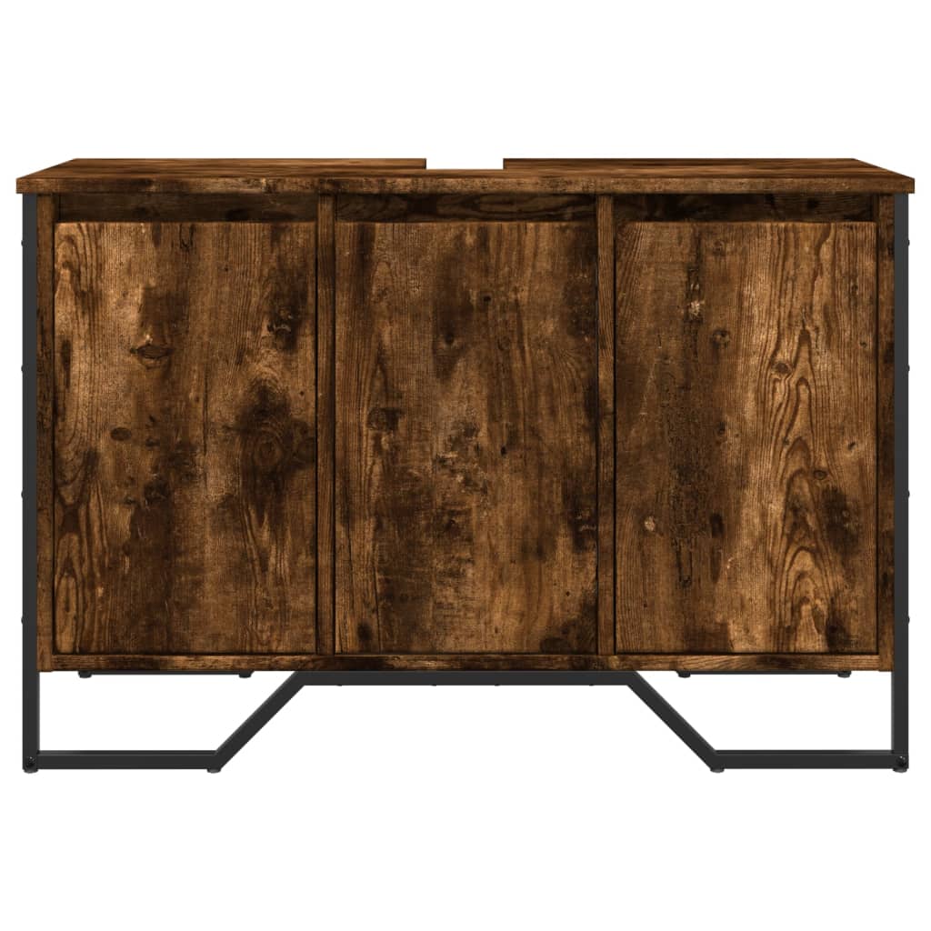 underskab til håndvask 91x35x60 cm konstrueret træ røget eg