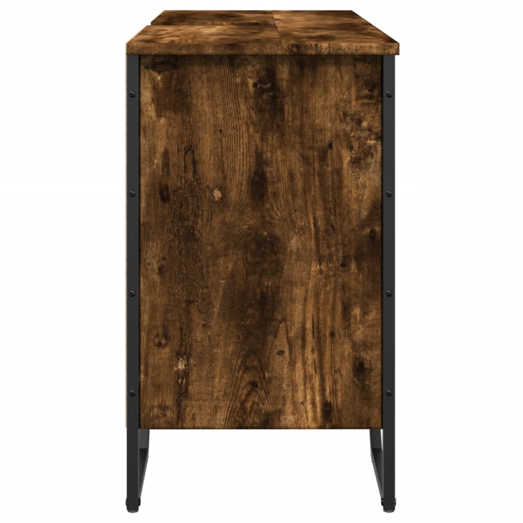 underskab til håndvask 91x35x60 cm konstrueret træ røget eg