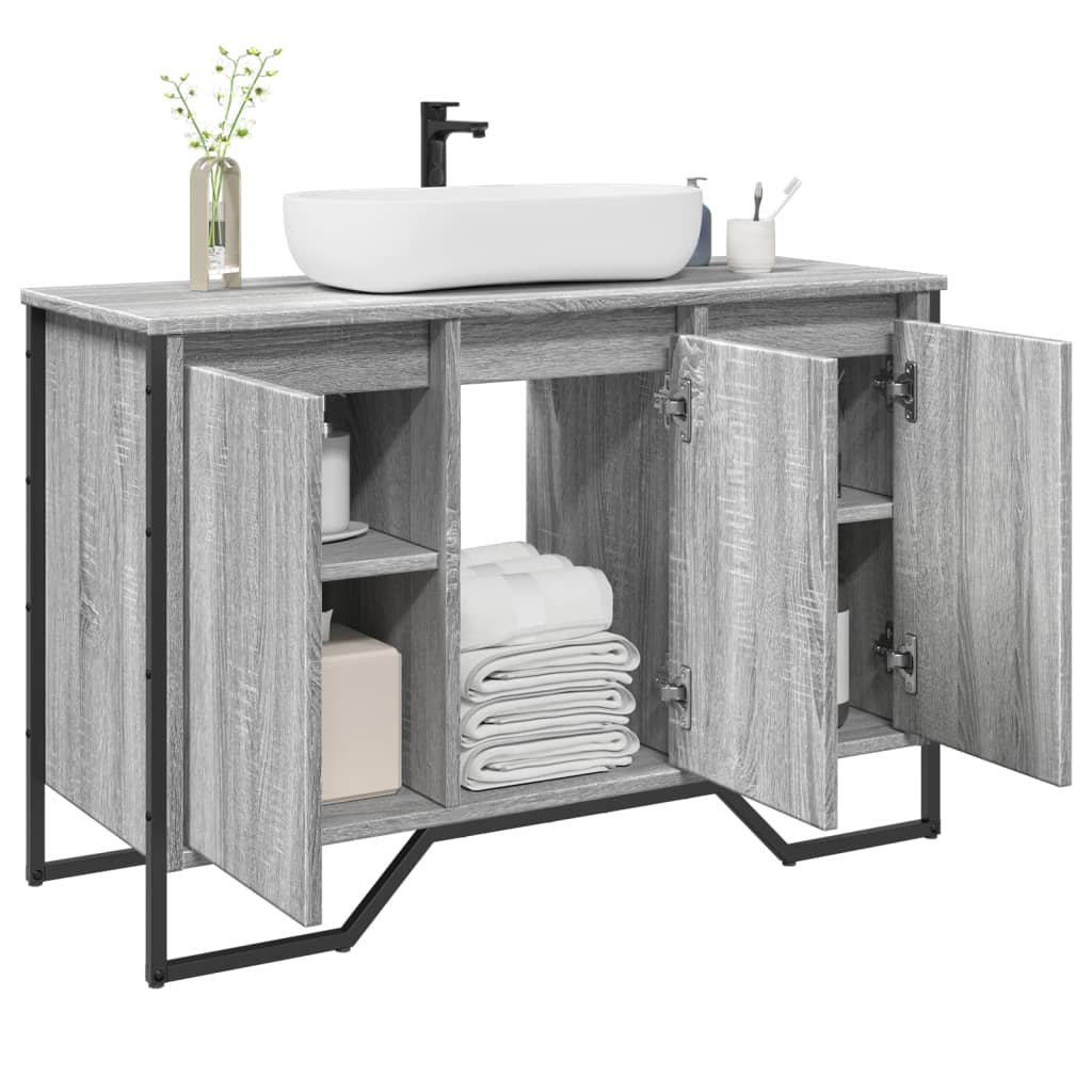 underskab til vask 91x35x60 cm konstrueret træ grå sonoma-eg