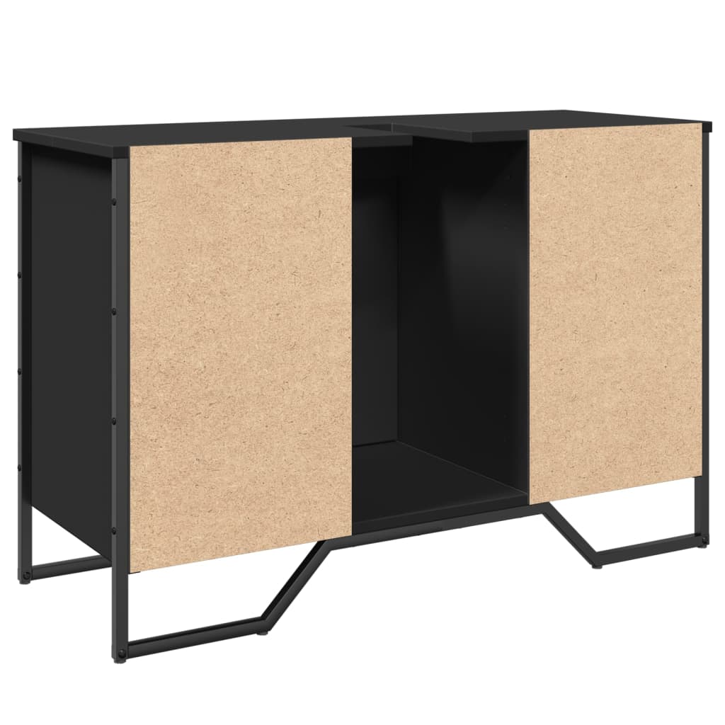 underskab til håndvask 91x35x60 cm konstrueret træ sort