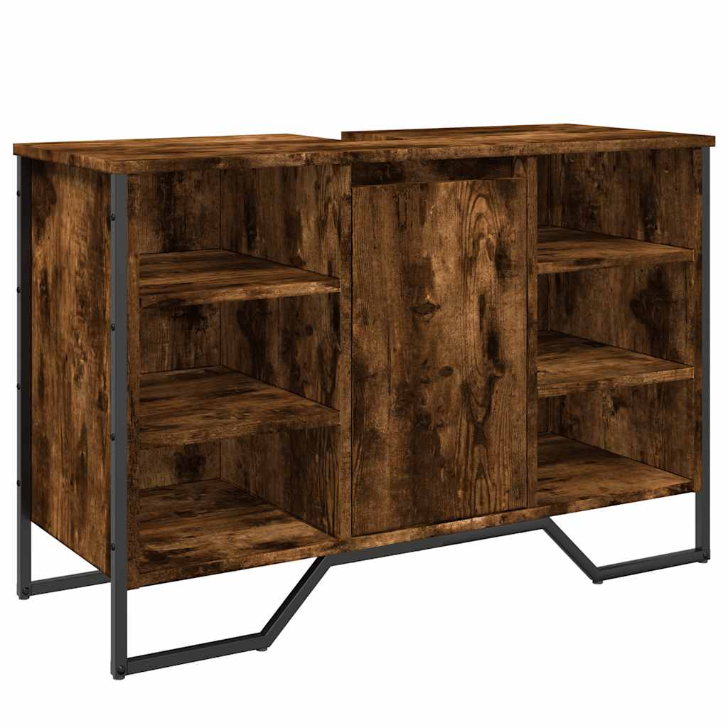 underskab til håndvask 91x35x60 cm konstrueret træ røget eg
