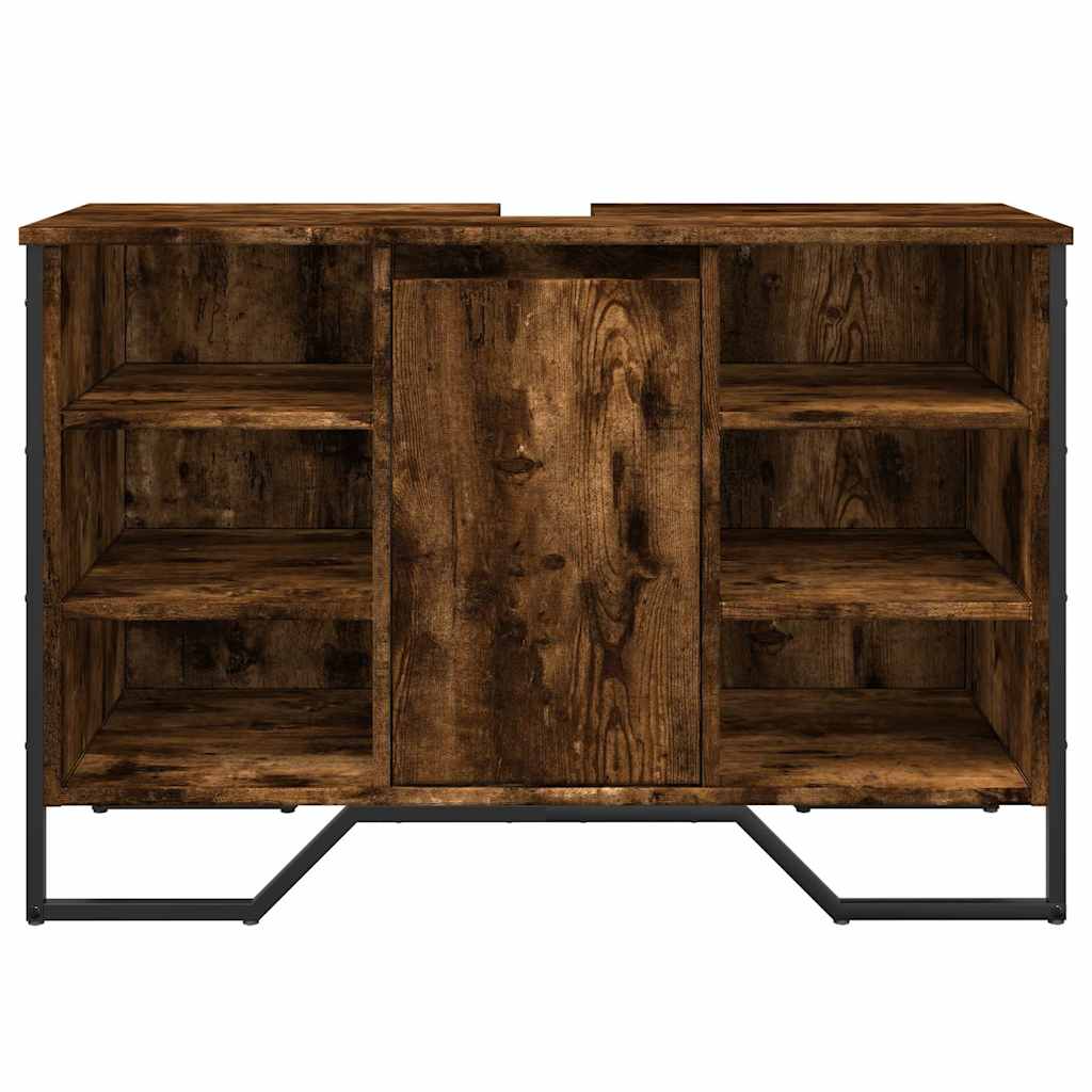 underskab til håndvask 91x35x60 cm konstrueret træ røget eg