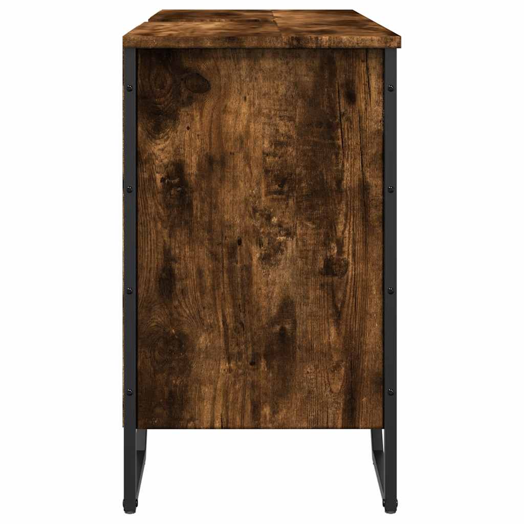 underskab til håndvask 91x35x60 cm konstrueret træ røget eg
