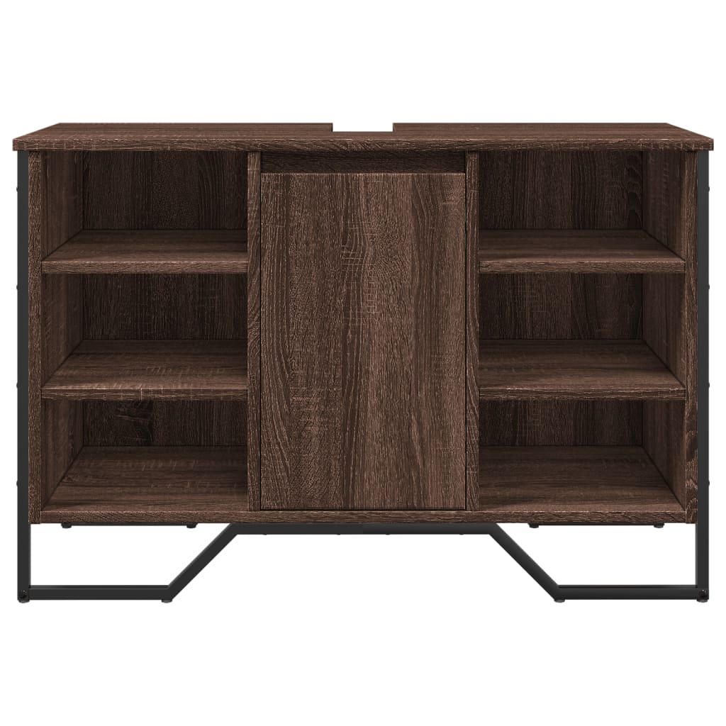 underskab til håndvask 91x35x60 cm konstrueret træ brunt eg