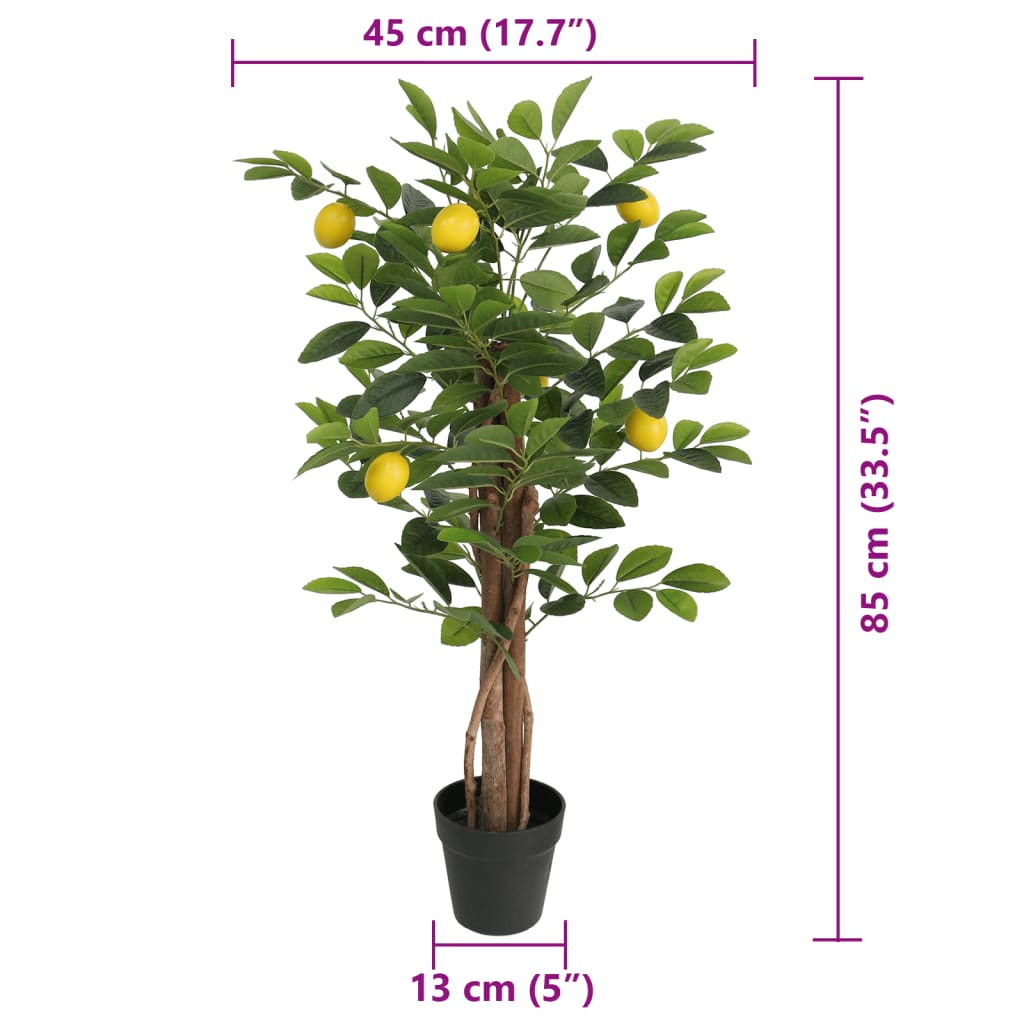 kunstigt citrontræ med 3 stammer 85 cm PP grøn