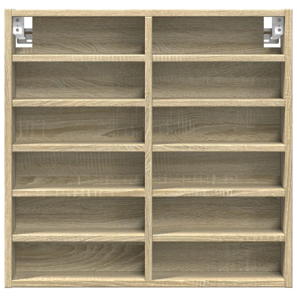 vitrineskab 60x8,5x58 cm konstrueret træ sonoma-eg