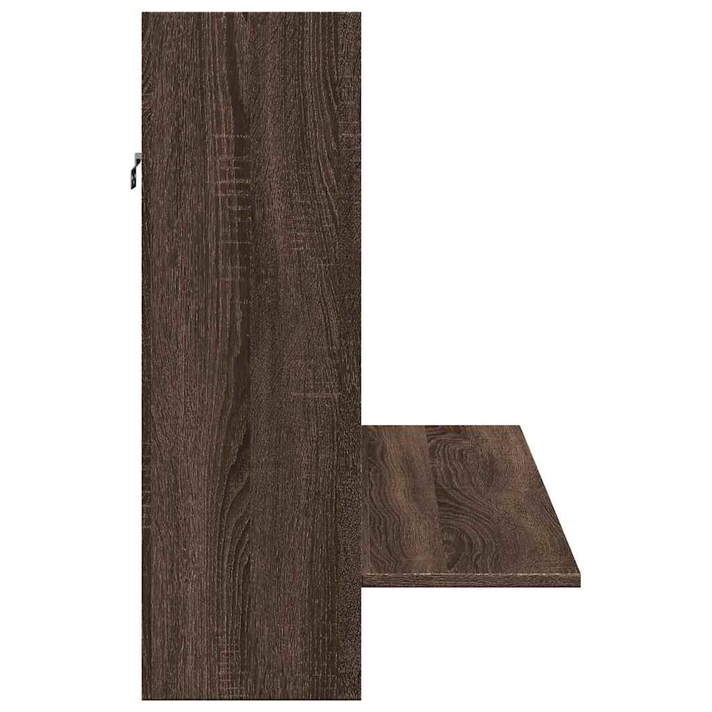 væghængt skrivebord 105x48x75 cm konstrueret træ brun egetræ