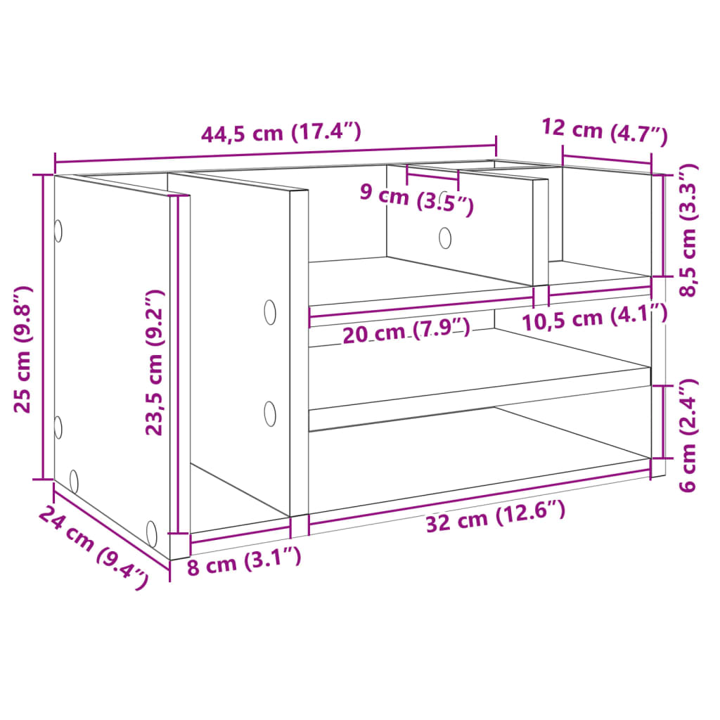 dueslag til skrivebord 44,5x24x25 cm konstrueret træ sort
