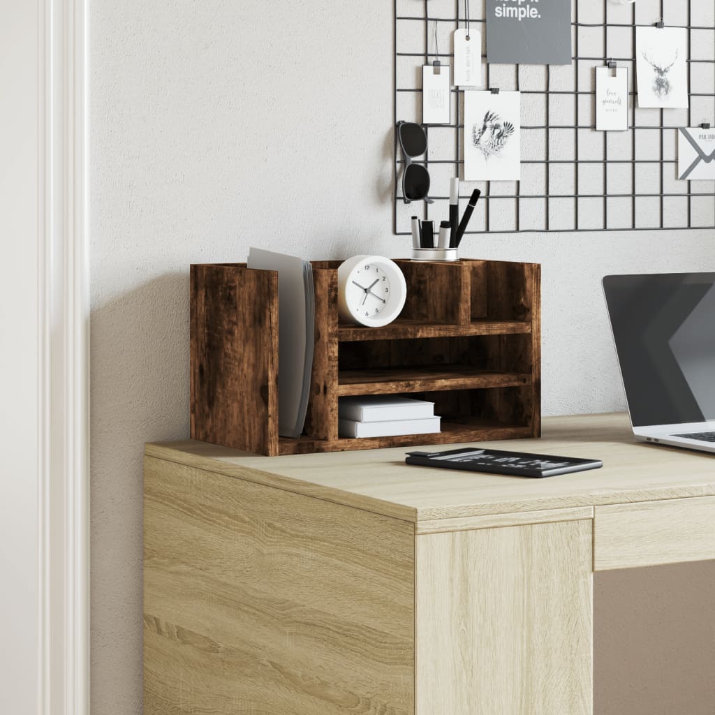 dueslag til skrivebord 44,5x24x25 cm konstrueret træ røget eg