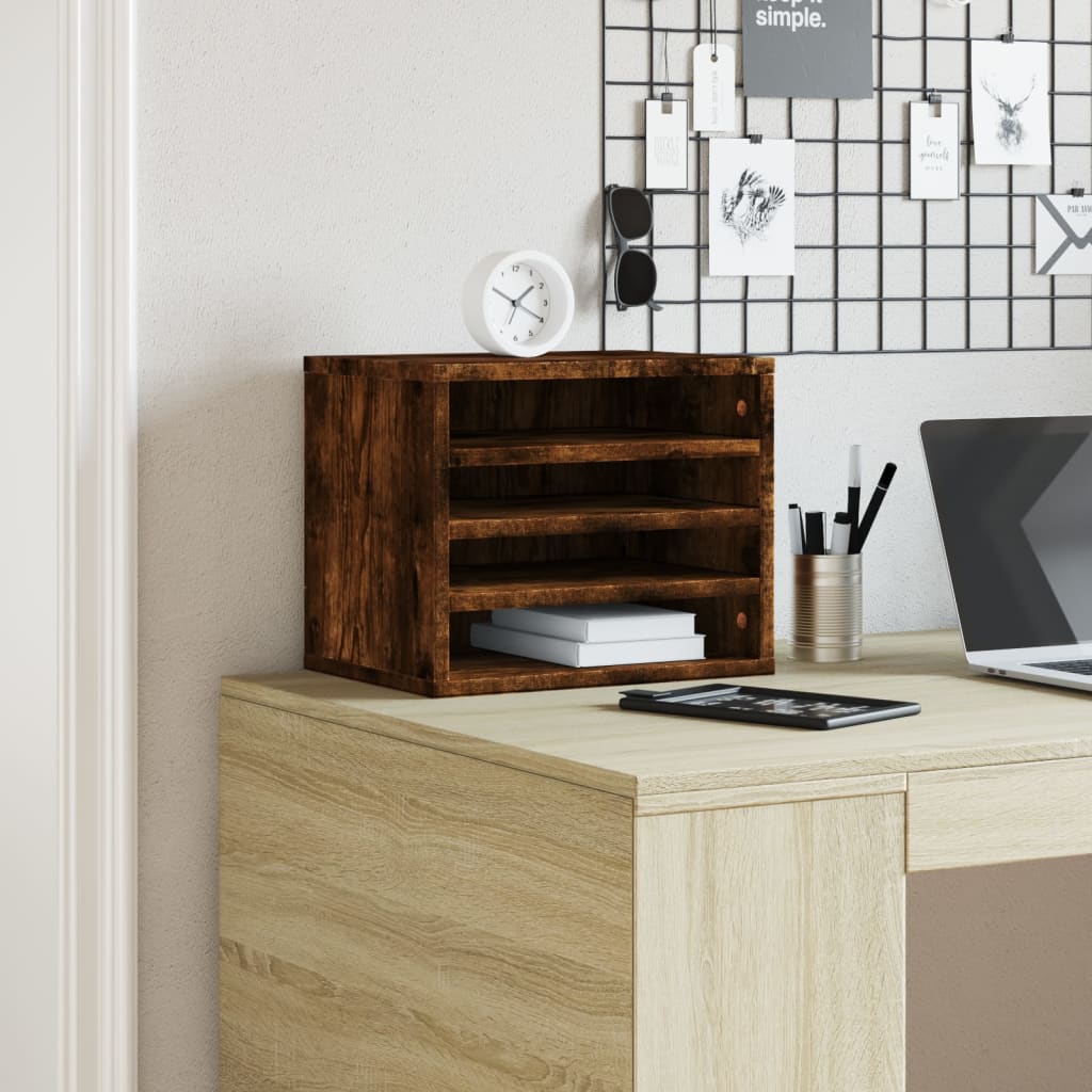 dueslag til skrivebord 36x26x29,5 cm konstrueret træ røget eg