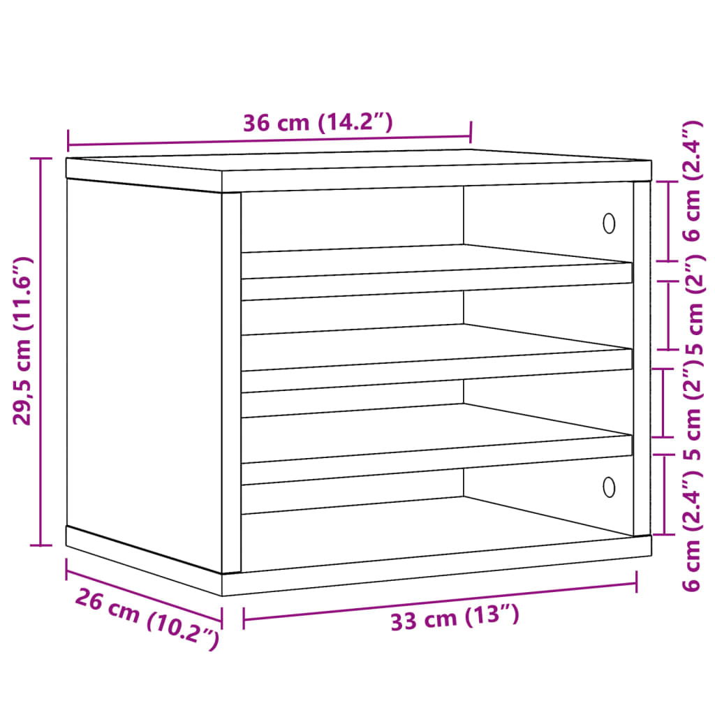 dueslag til skrivebord 36x26x29,5 cm konstrueret træ røget eg