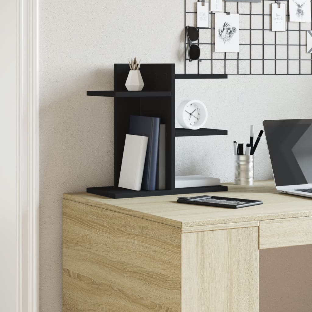 hylde til skrivebord 42x21,5x42 cm konstrueret træ sort