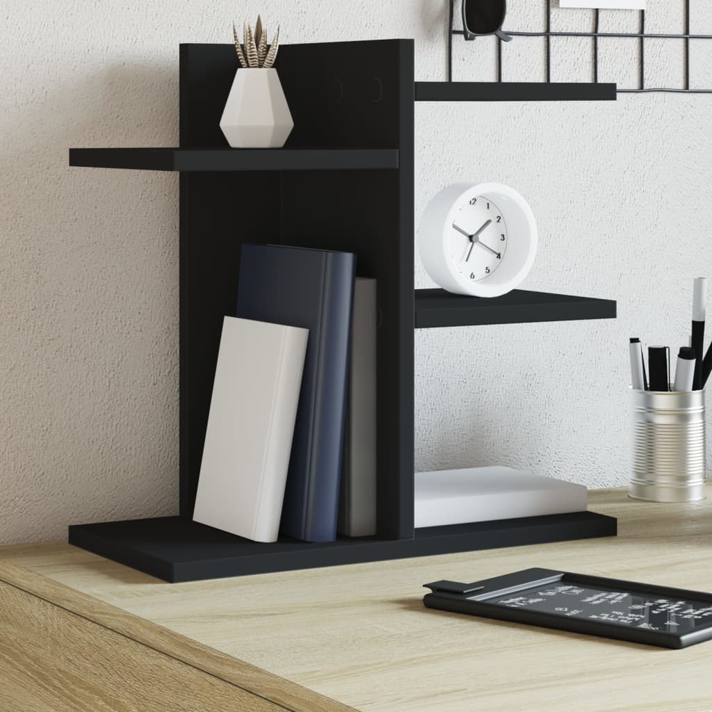 hylde til skrivebord 42x21,5x42 cm konstrueret træ sort