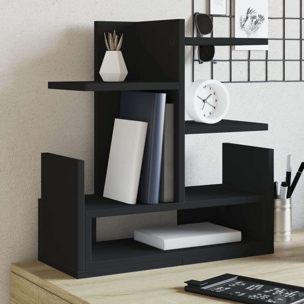 hylde til skrivebord 49x20x52,5 cm konstrueret træ sort