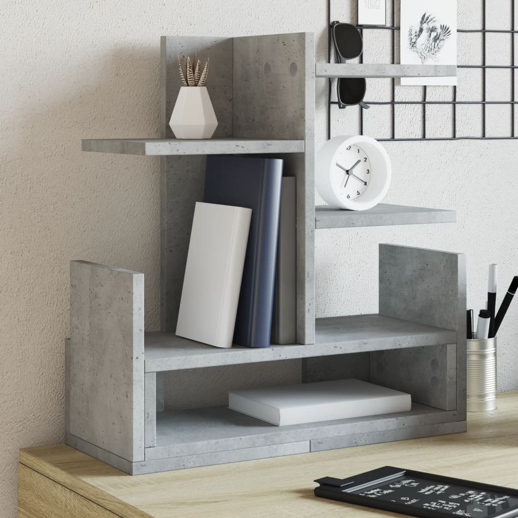 hylde til skrivebord 49x20x52,5 cm konstrueret træ betongrå