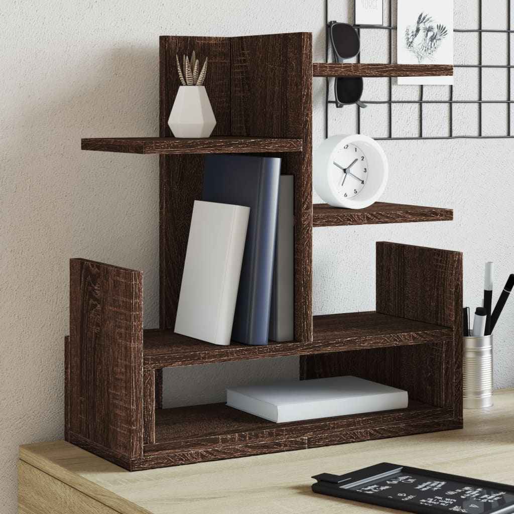hylde til skrivebord 49x20x52,5 cm konstrueret træ brunt eg