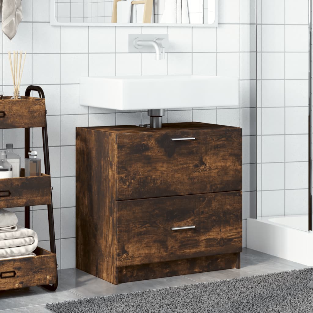 underskab til håndvask 59x37x59 cm konstrueret træ røget eg