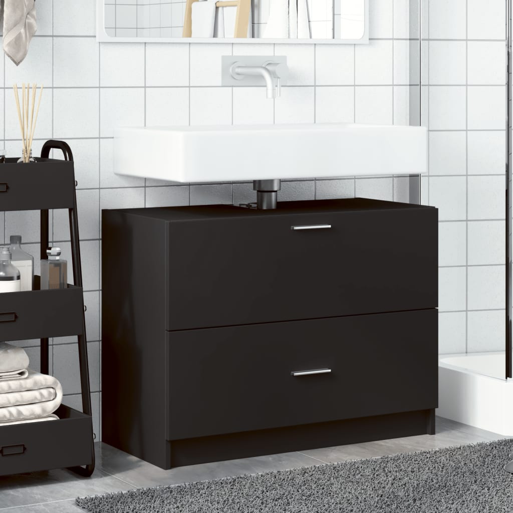 underskab til håndvask 78x37x59 cm konstrueret træ sort