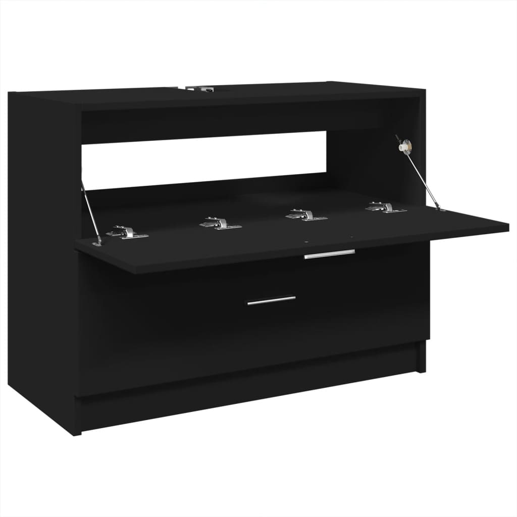 underskab til håndvask 78x37x59 cm konstrueret træ sort