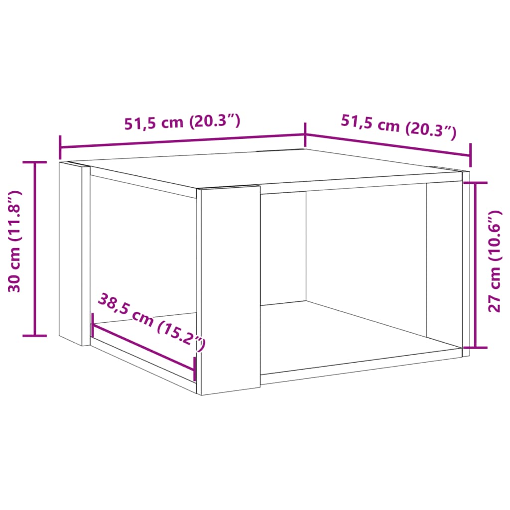 sofabord 51,5x51,5x30 cm konstrueret træ sonoma-eg