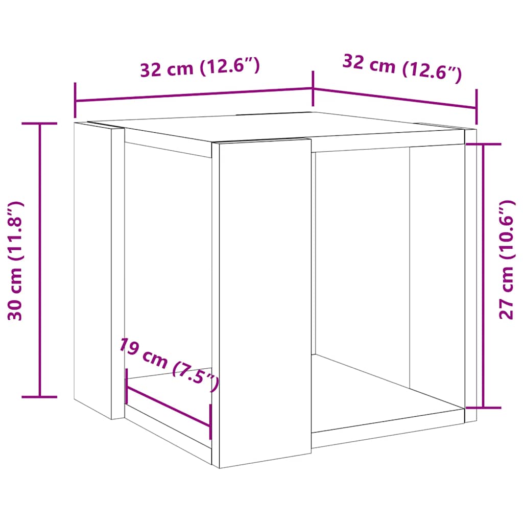 sofabord 32x32x30 cm konstrueret træ hvid