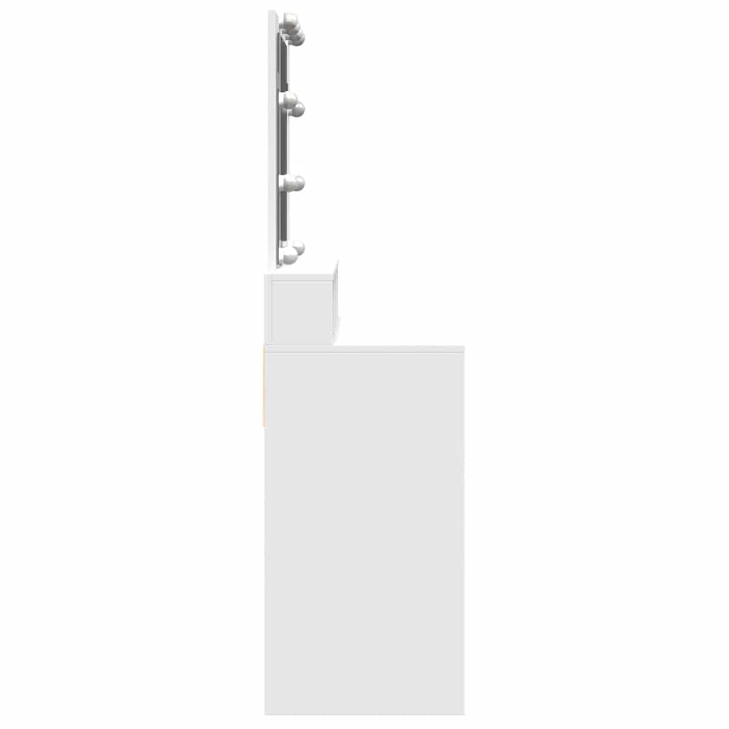 makeupbord med LED-lys 80x41x144,5 cm hvid