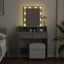 makeupbord med LED-lys 80x41x144,5 cm betongrå