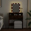 makeupbord med LED-lys 80x41x144,5 cm røget egetræsfarve